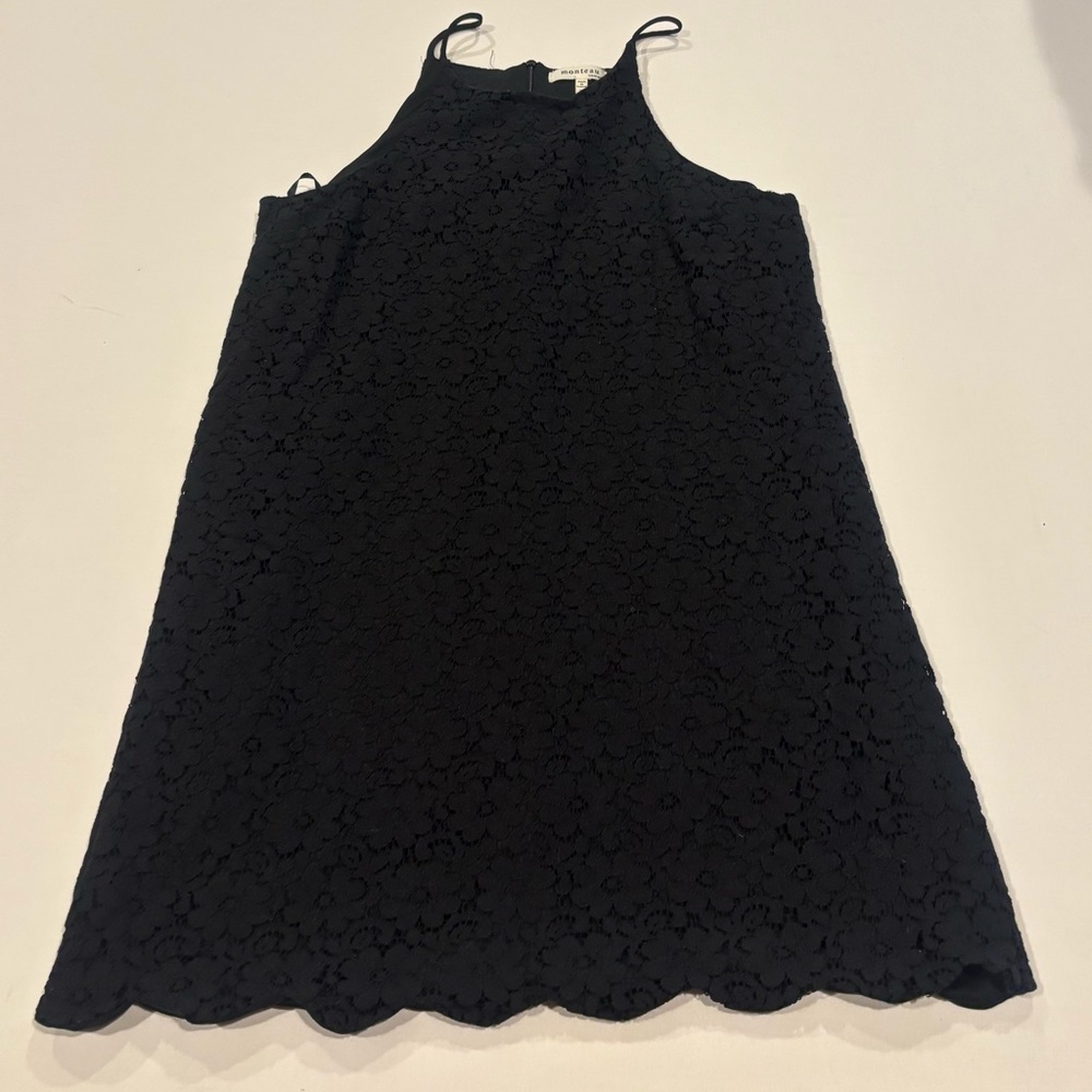 Monteau Los Angeles‎ Black Lace Floral Shift Dress Women’s Size Large